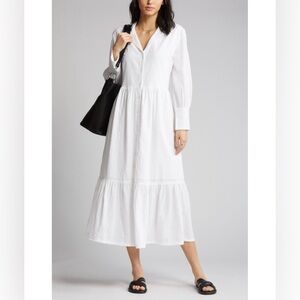 Treasure & Bond Long Sleeve Cotton Midi Shirtdress Sz Small